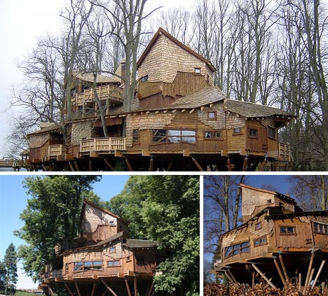 giant-tree-house-design. The building is littered with decks in both plan 