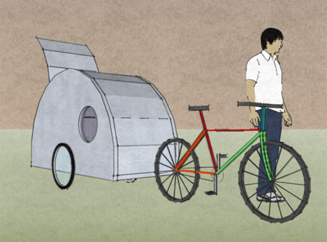 Modified Bike Trailer Doubles as DIY Mobile Camper Home
