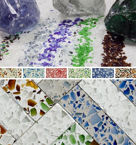 Recycled Glass Tile Countertop Surface Material Designs Ideas