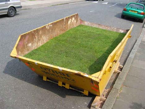recycled urban grass lawn