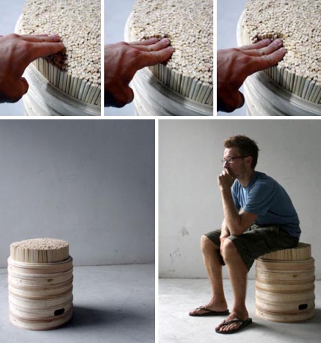 upcycling wooden chopstick stool