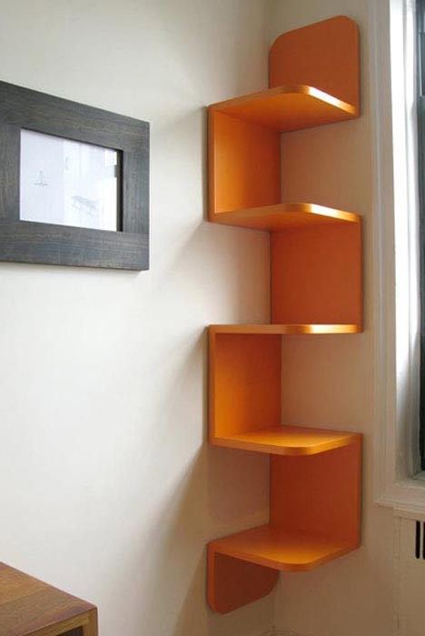 Twisted Storage Wall Hanging Wood Corner Shelf System Designs