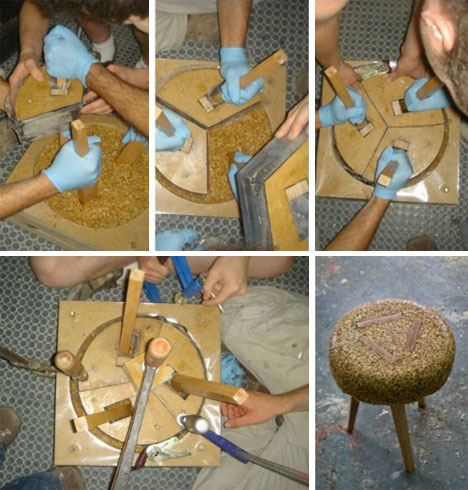 upcycled wood stool design