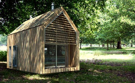 green prefab shed home