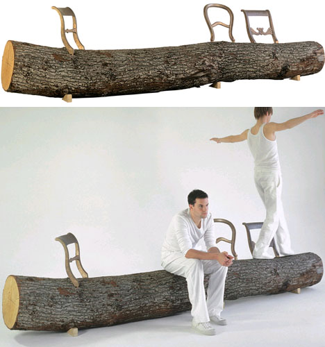 sold wood log bench