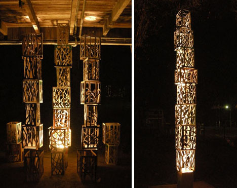 recycled wood crate lights