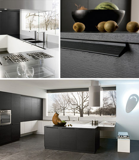 simple modern black white kitchen