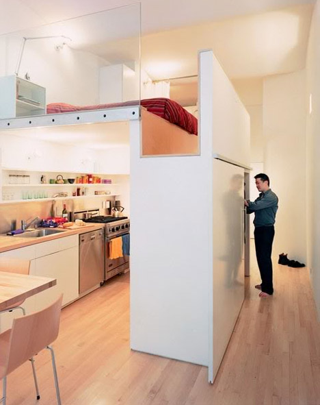 Loft Bed Turns Single Floor Studio To Two Level Apartment