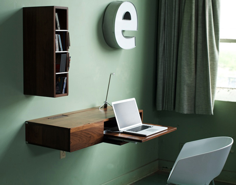 Fold Down Slide Up Simple Wall Mounted Wood Mini Desk Designs