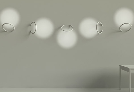 Each of these halo-shaped circles is an independent LED light fixture that 