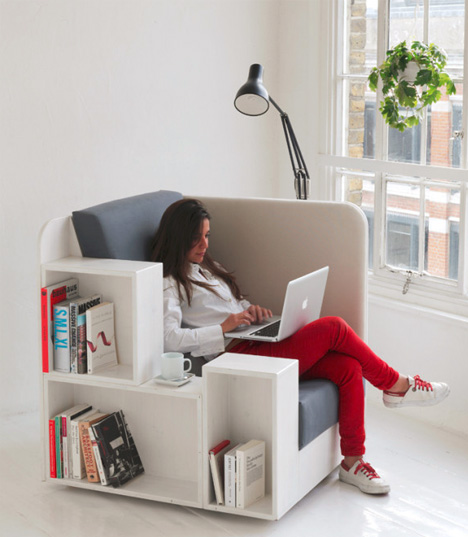 Reading Chair Seat With Built In Book Magazine Shelves