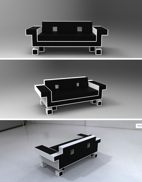 Geek Chic Space Invader Couch And Donkey Kong Shelves Designs
