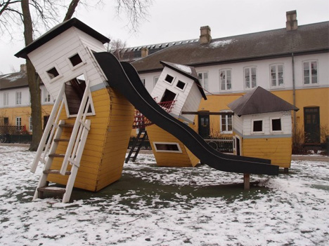 leaning houses playground