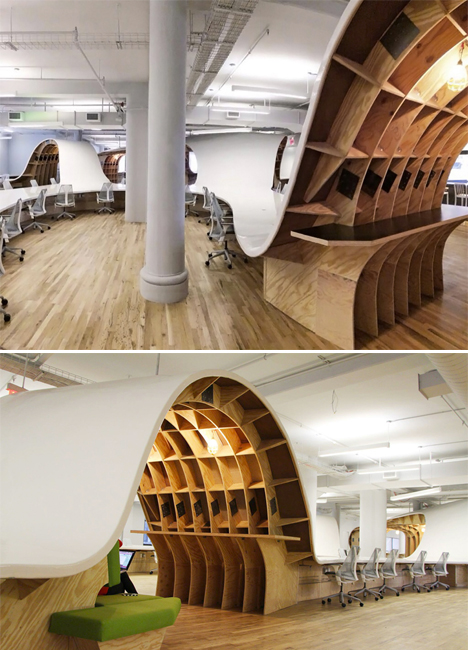 Undulating Wave Like Desk Weaves Through Modern Office Designs