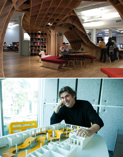 Undulating Wave Like Desk Weaves Through Modern Office Designs