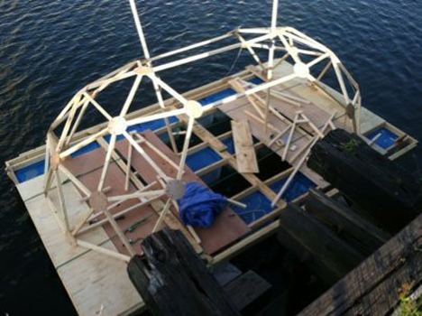 eco-friendly geodesic houseboat