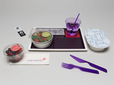 redesigned virgin atlantic in flight meal trays