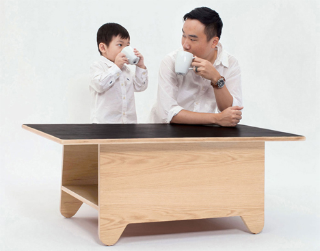 ping pong chalkboard storage coffee table