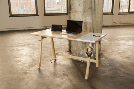Modernist Desk Hides Away Cords To Keep Top Clutter Free Designs