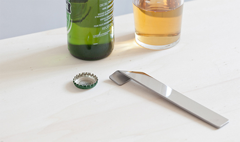 attractive bent stainless steel bottle opener