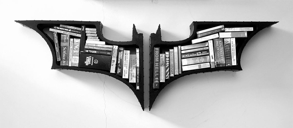 custom bookshelf batman logo