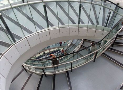 Asymmetrical modern spiral staircase