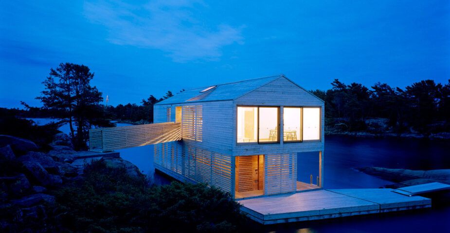 Floating home on Lake Huron by MOS night