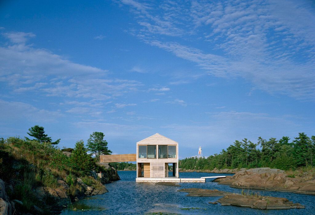 Floating home on Lake Huron by MOS water level