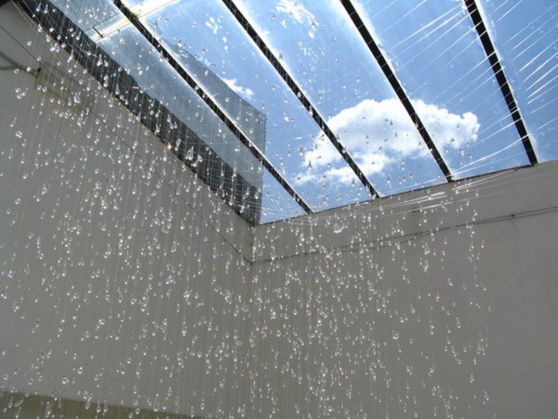 Making Rain interior installation stacee kalmanovsky glass raindrops