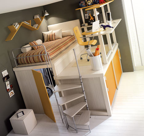 lofted space-saving furniture for bedroom interiors | designs