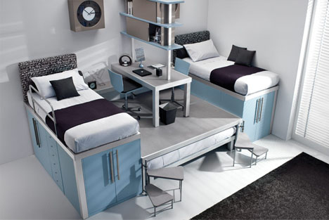 Lofted Space Saving Furniture For Bedroom Interiors