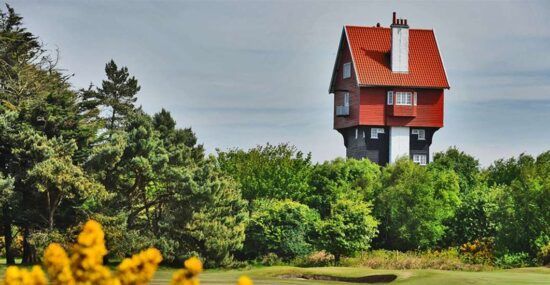 house in the clouds in landscape