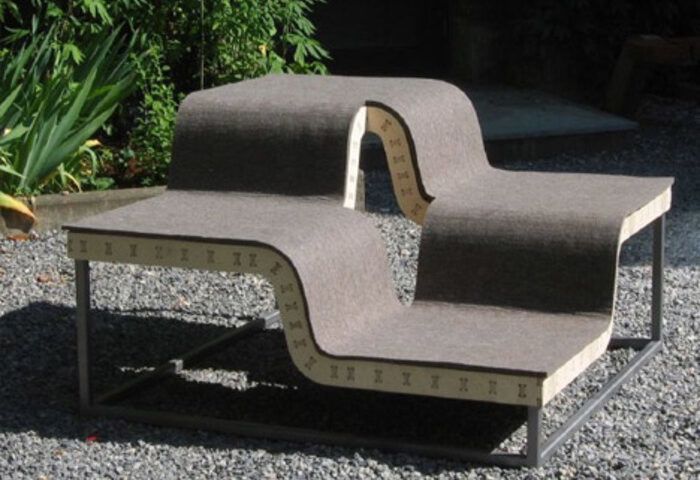 modular curved wooden bench