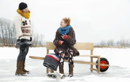 portable bench on ice