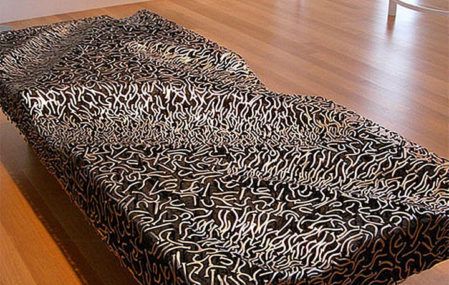 Bench made of reclaimed nails