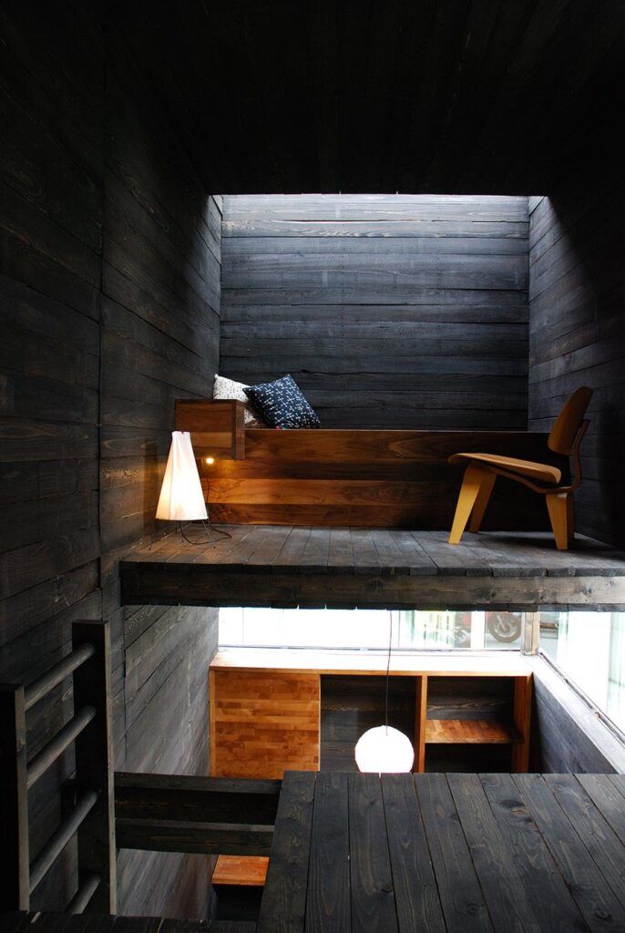 Metal home prefab BOXHOME interior wood platforms
