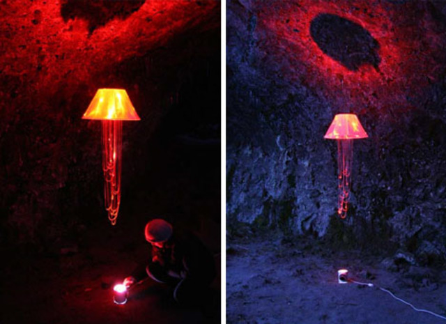 floating modern lamps in red