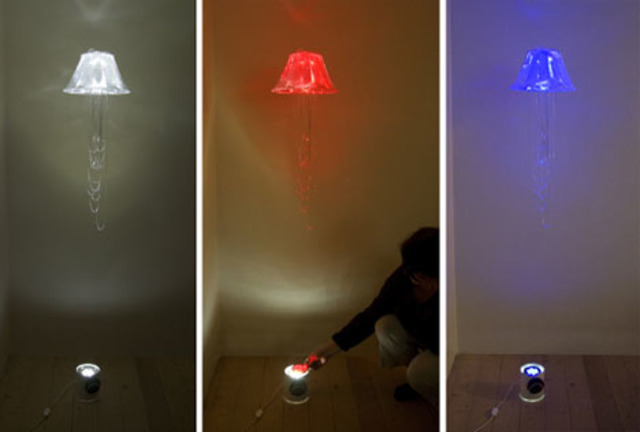 floating lamps in different colors