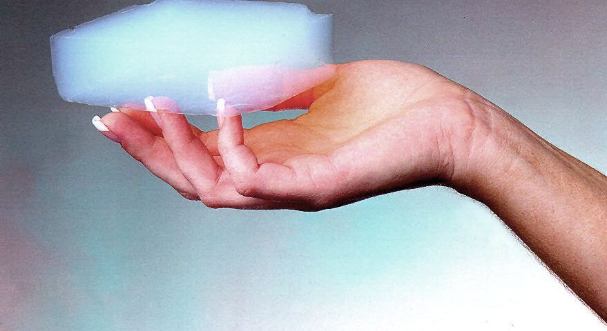 Ultralight aerogel in a woman's hand