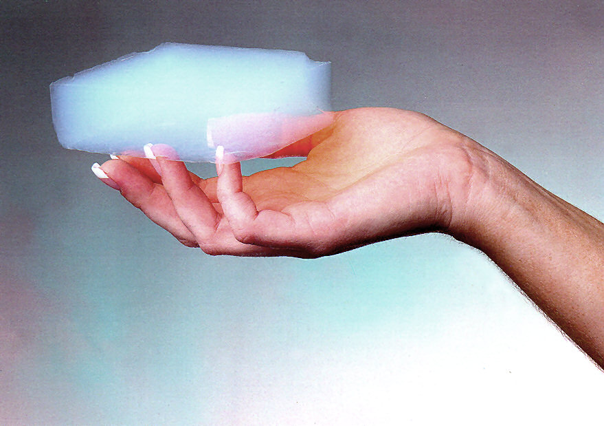 Ultralight aerogel in a woman's hand