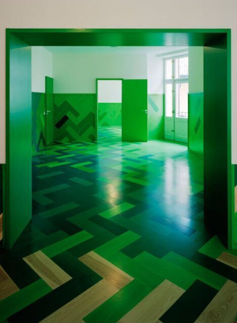 Colorful apartment parquet green