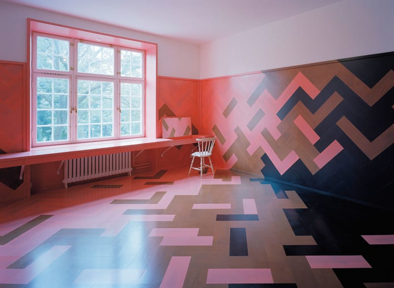 Colorful apartment parquet wall