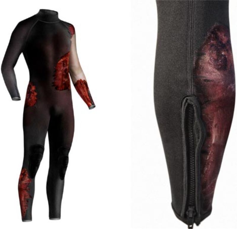 Shark attack wetsuit for surfers