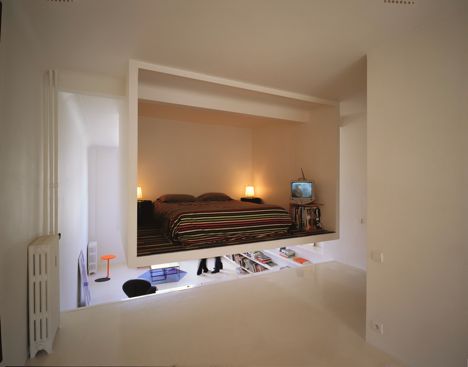 Lofted Bedroom Hangs From Ceiling, Box Bedroom Ideas