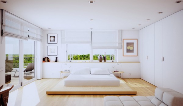 Clean white modern bedroom design