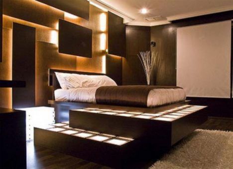Creative modern bedroom design with built-in lighting