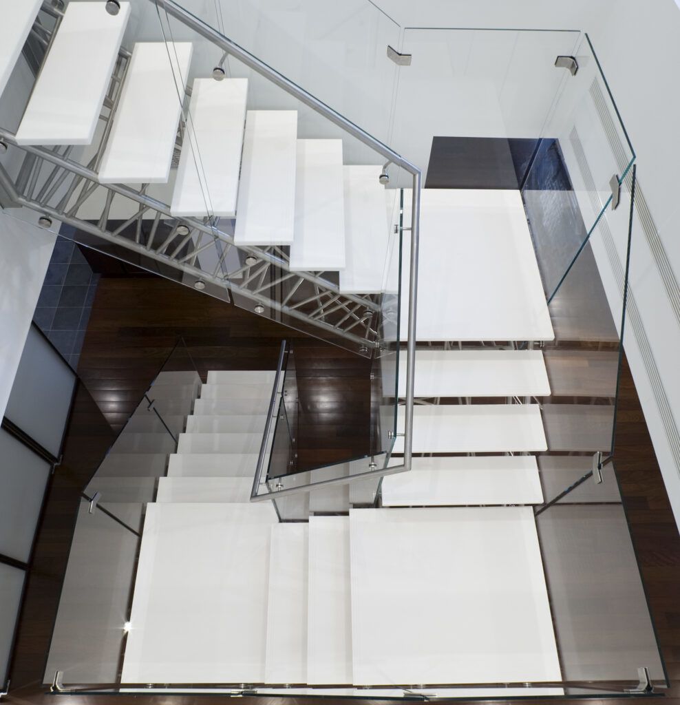 Genetic Stair metal and glass staircase aboe