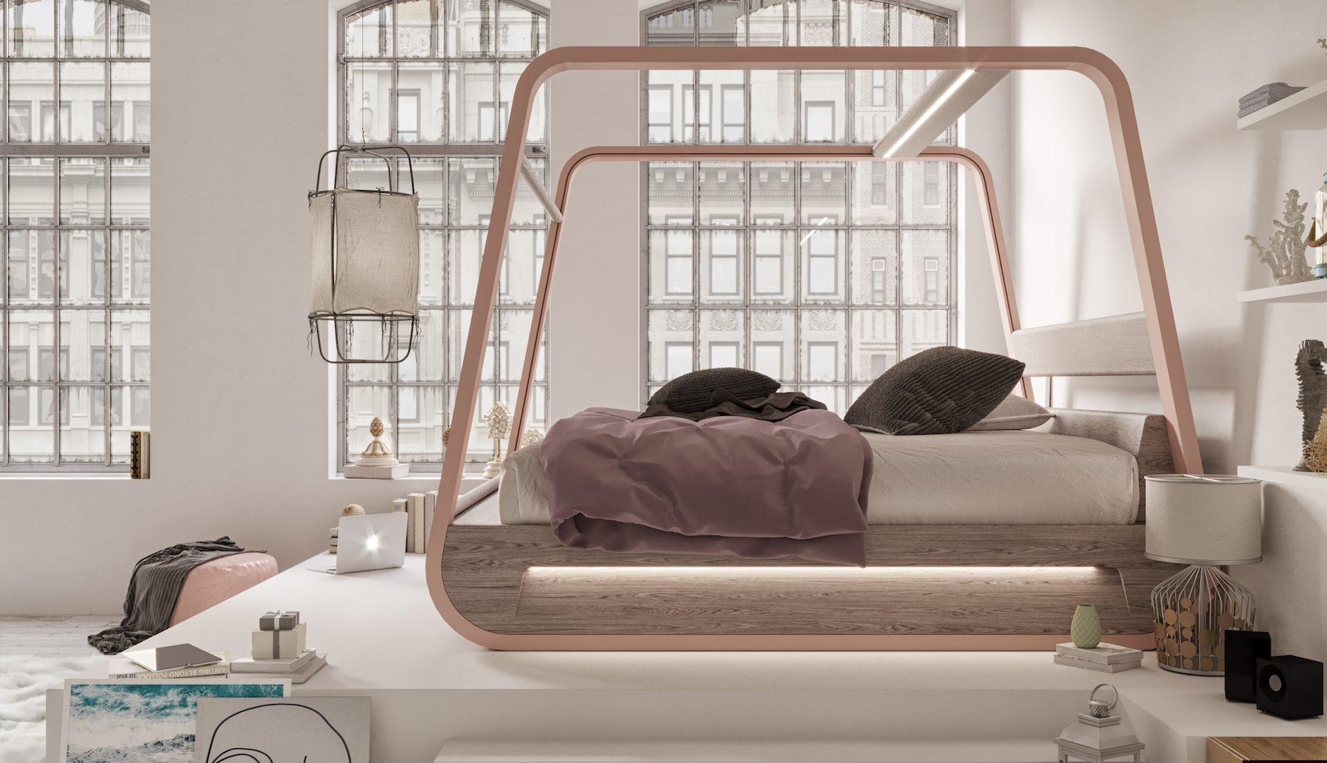 High Tech Smart Bed With Built In Tv, Futuristic Bed Frame