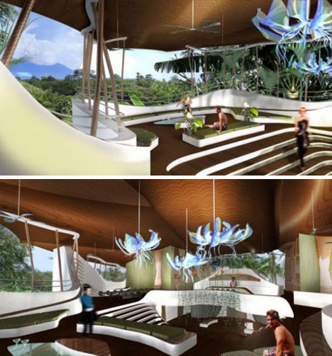 futuristic green house interior