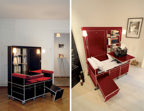 mobile lounge sofa shelves